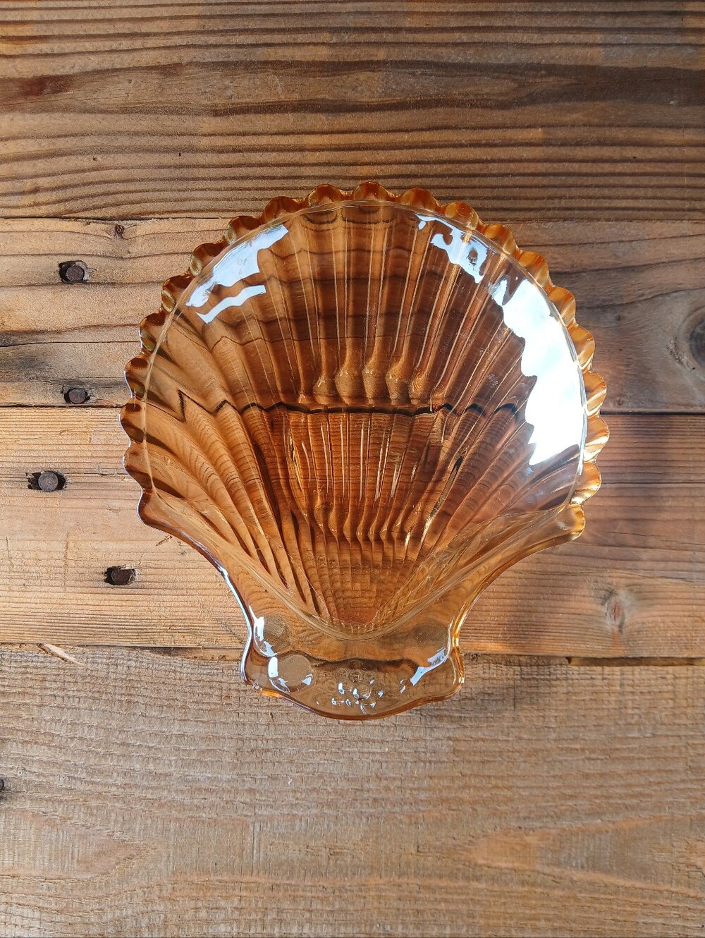 Vintage Carnival Glass Clam Shell Trinket Dish